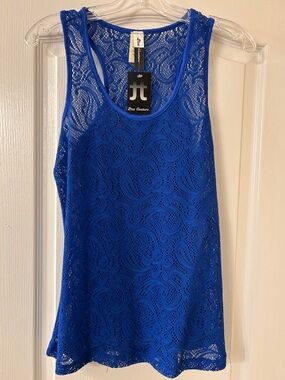 2tee Couture Blue Lace Racerback Tank
